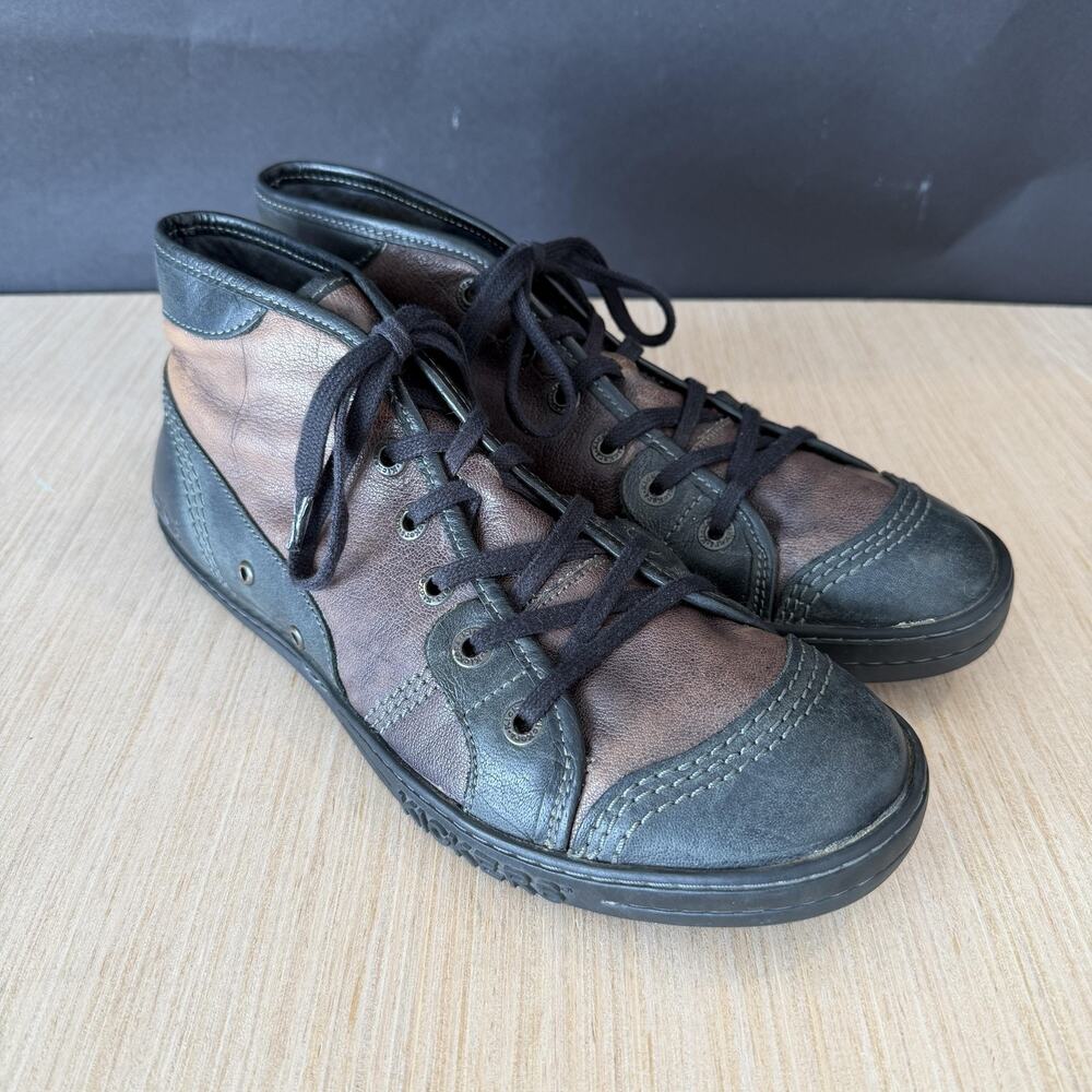 Kickers Shoes Mens Size 12 Brown Leather High Top Lace Up Casual Sneakers